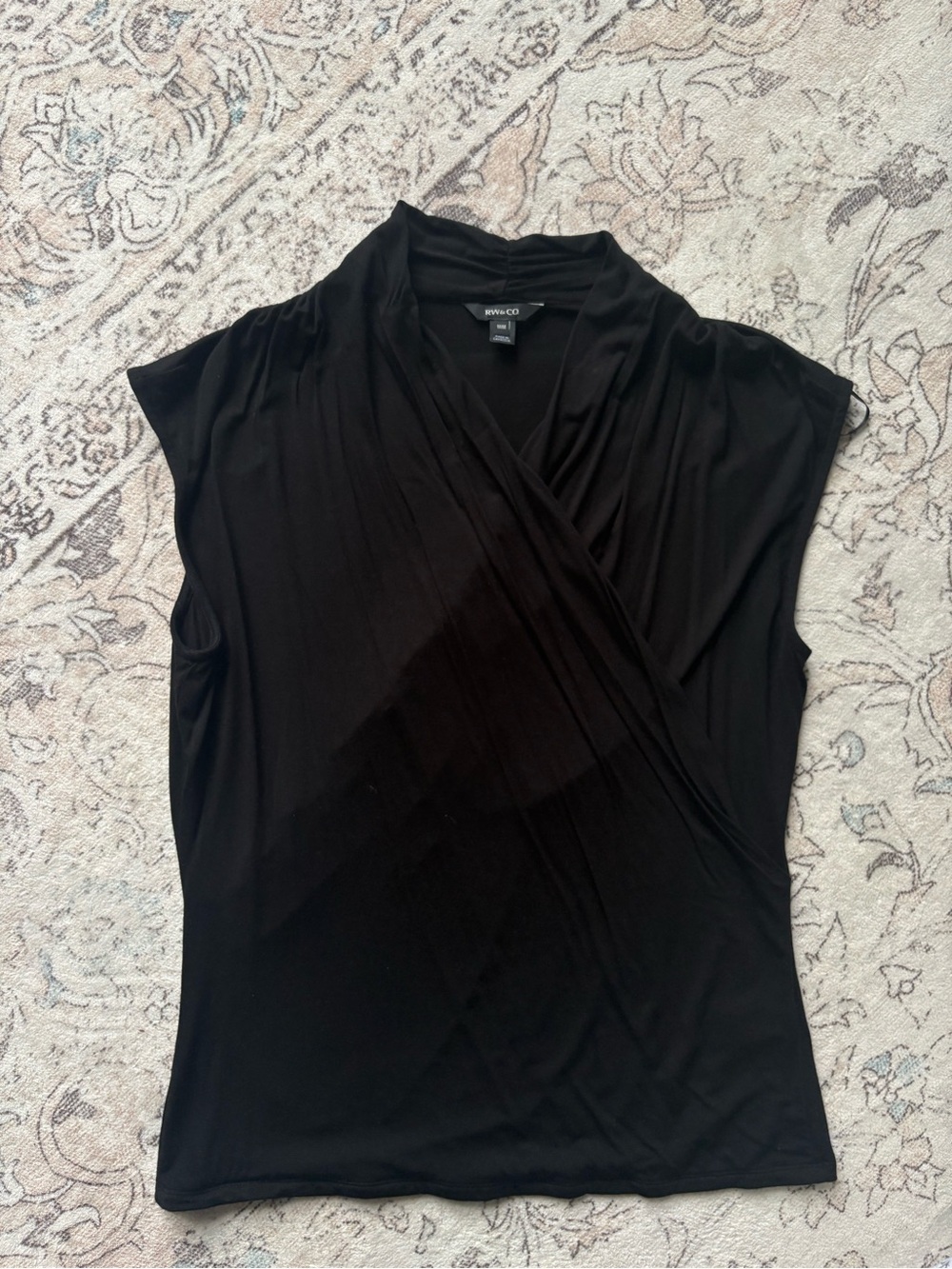 RW&CO. Black Draped Surplice Sleeveless Top